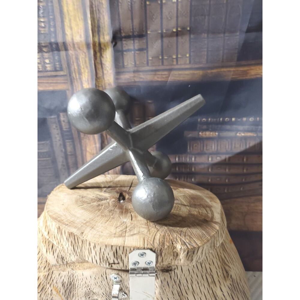 Gray Metal Jack Sculpture 6 Inches